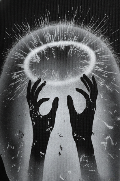 Eclipse Halo – Black Oversized Waffle Tee