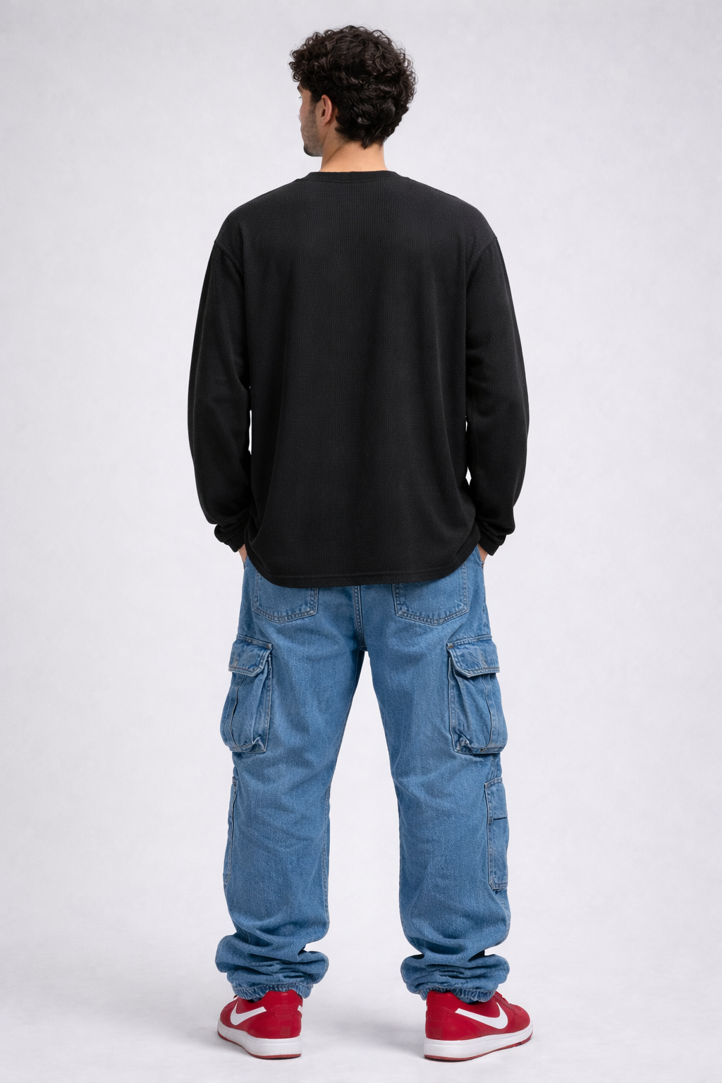 Eclipse Halo – Black Oversized Waffle Tee